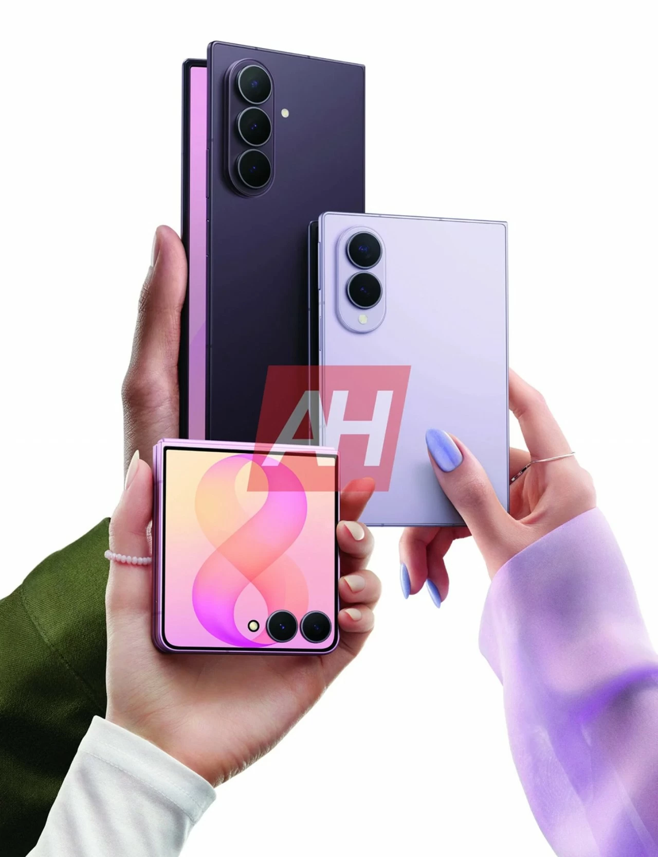 Hình ảnh render các điện thoại màn hình gập sắp ra mắt của Samsung. (Nguồn: Android Headlines) Hình ảnh render các điện thoại màn hình gập sắp ra mắt của Samsung. (Nguồn: Android Headlines)