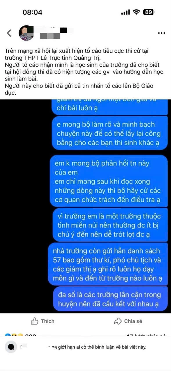 Hai giáo viên bị khởi tố vụ gian lận thi tốt nghiệp THPT là tổ trưởng Toán, Ngữ văn a Quảng Trị.jpg