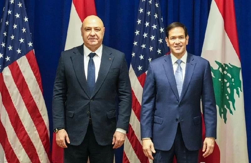 Tổng thống Lebanon Joseph Aoun hội đàm với Ngoại trưởng Mỹ Marco Rubio tại Washington, mở đầu chuỗi cuộc tiếp xúc cấp cao nhằm thúc đẩy thực thi thỏa thuận Lebanon-Israel, giải giáp Hezbollah và tiến tới việc Israel rút quân khỏi miền Nam Lebanon. (Nguồn: Ahram Online) Tổng thống Lebanon Joseph Aoun hội đàm với Ngoại trưởng Mỹ Marco Rubio tại Washington, mở đầu chuỗi cuộc tiếp xúc cấp cao nhằm thúc đẩy thực thi thỏa thuận Lebanon-Israel, giải giáp Hezbollah và tiến tới việc Israel rút quân khỏi miền Nam Lebanon. (Nguồn: