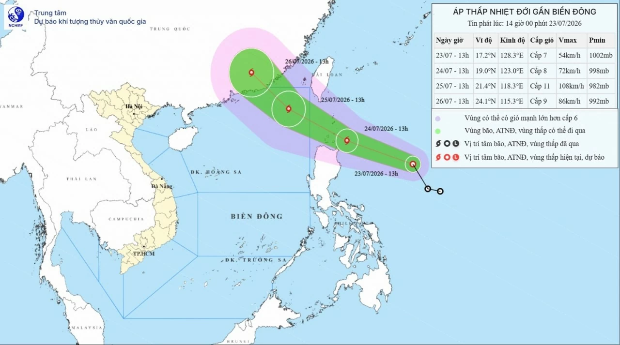 Áp thấp nhiệt đới trên vùng biển phía Đông Philippines có khả năng mạnh thành bão