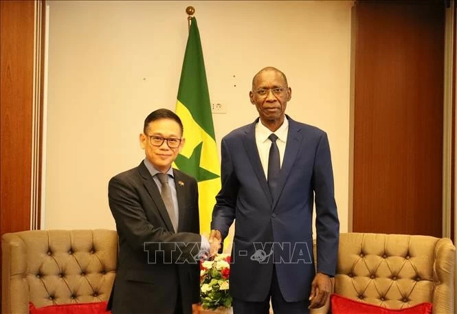 Bộ trưởng Hội nhập châu Phi, Ngoại giao và người Senegal ở nước ngoài Cheikh NIANG tiếp Đại sứ Việt Nam tại Algeria kiêm nhiệm Senegal Trần Quốc Khánh. (Nguồn: TTXVN) Bộ trưởng Hội nhập châu Phi, Ngoại giao và người Senegal ở nước ngoài Cheikh NIANG tiếp Đại sứ Việt Nam tại Algeria kiêm nhiệm Senegal Trần Quốc Khánh. (Nguồn: TTXVN)