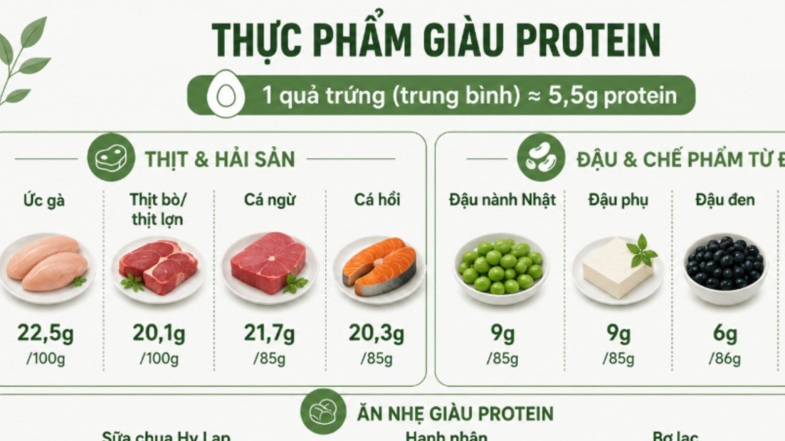 11 thực phẩm giàu protein hơn trứng, ức gà đứng đầu
