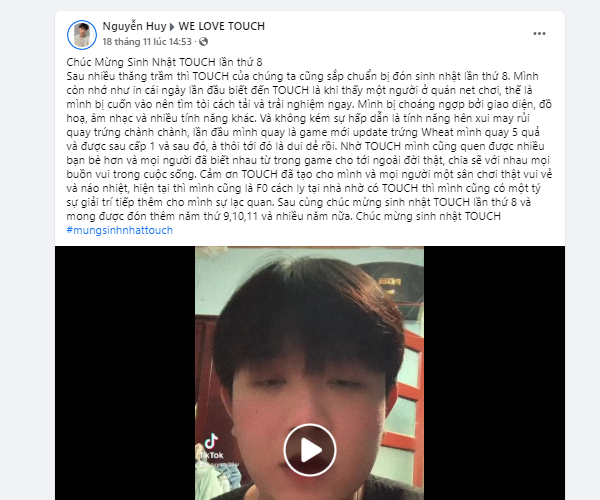 Game Touch đại tiệc tài năng mừng sinh nhật 8 tuổi