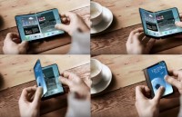 sharp gioi thieu smartphone co the gap duoc voi thiet ke dang vo so