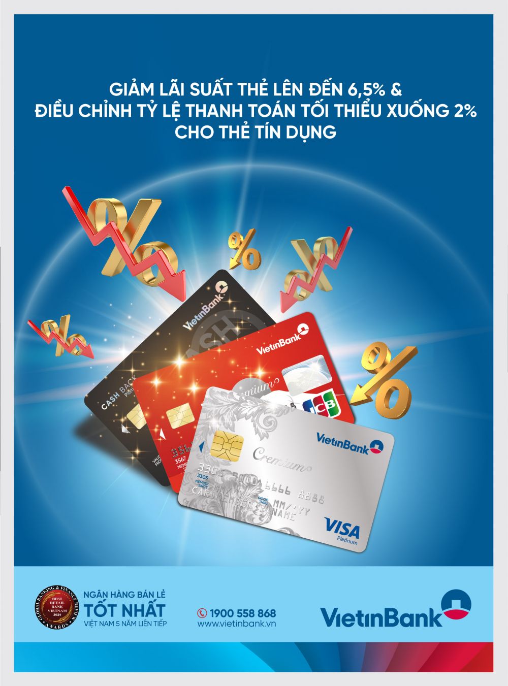 VietinBank - Thông báo điều chỉnh lãi suất và tỷ lệ trích nợ tối thiểu thẻ tín dụng