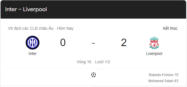 Link xem trực tiếp Inter vs Liverpool 3h00 ngày 17/2 lượt đi vòng 1/8 Cúp C1