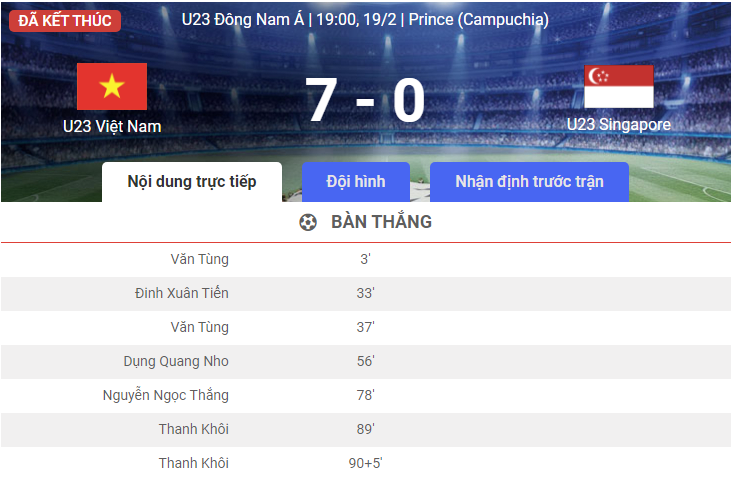 Link xem trực tiếp U23 Việt Nam vs U23 Singapore (19h ngày 19/2) U23 Đông Nam Á 2022