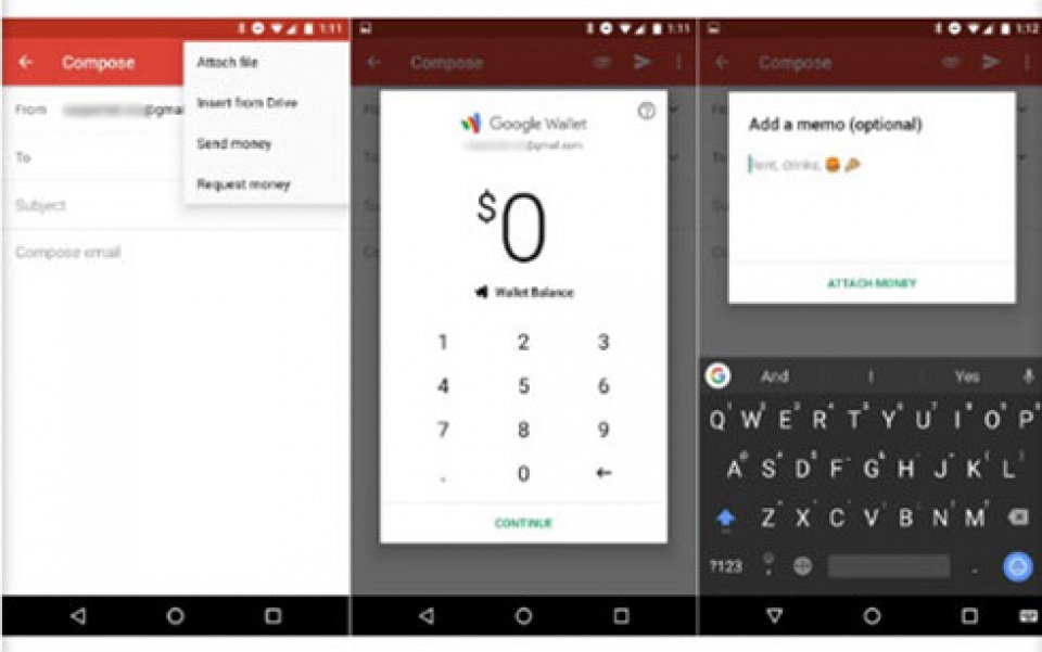 chuyen tien bang gmail tren smartphone androi