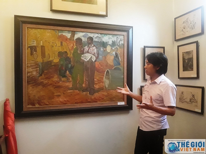 Phía sau bức họa Làng họa sỹ Cổ Đô. Ghi chép của phóng viên TG&VN. phia sau buc hoa lang hoa sy co do ghi chep cua phong vien tgvn