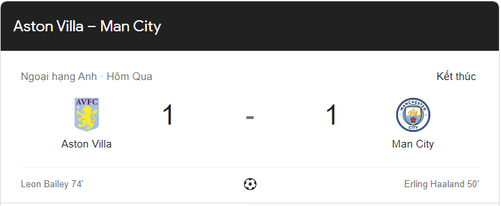Link xem trực tiếp Man City vs Aston Villa (23h30 ngày 3/9) vòng 6 Ngoại hạng Anh