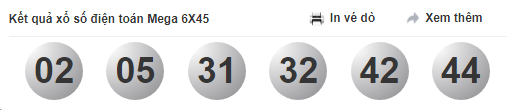 Kết quả xổ số điện toán Vietlott MEGA 6/45 hôm nay thứ 6 ngày 2/10/2020