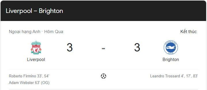 Link xem trực tiếp Liverpool vs Brighton (21h00 ngày 1/10) vòng 9 Ngoại hạng Anh