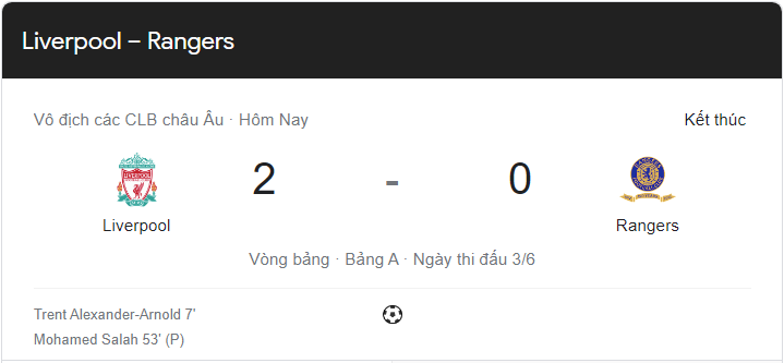 Link xem trực tiếp Liverpool vs Rangers (02h00 ngày 5/10) vòng bảng Cúp C1 châu Âu