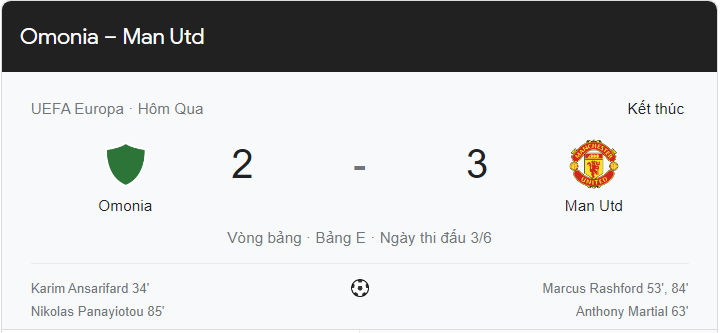 Link xem trực tiếp MU vs Omonia (23h45 ngày 6/10) vòng bảng Cúp C2 châu Âu