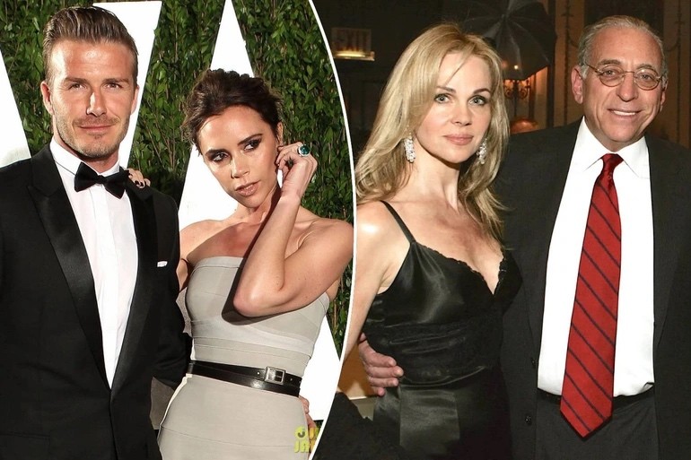 Vợ chồng Beckham (trái) và vợ chồng ông bà thông gia (phải) (Ảnh: Hello Magazine).