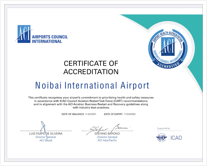 Cảng Hàng không quốc tế Nội Bài được quốc tế công nhận đảm bảo an toàn phòng dịch Covid-19