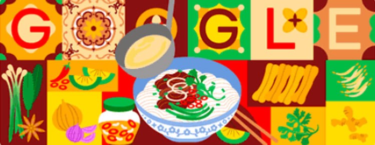 Google Doodle hôm nay là hình ảnh Phở Việt Nam. Google Doodle là một biểu tượng đặc biệt, thay thế tạm thời cho biểu tượng trên trang chủ Google nhằm chào mừng các ngày lễ, sự kiện, thành tựu và con người. (Nguồn: Google)