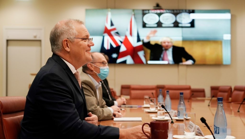 Thượng đỉnh Anh-Australia: Thúc đẩy kế hoạch trang bị tàu ngầm ở Canberra. (Nguồn: Twitter)