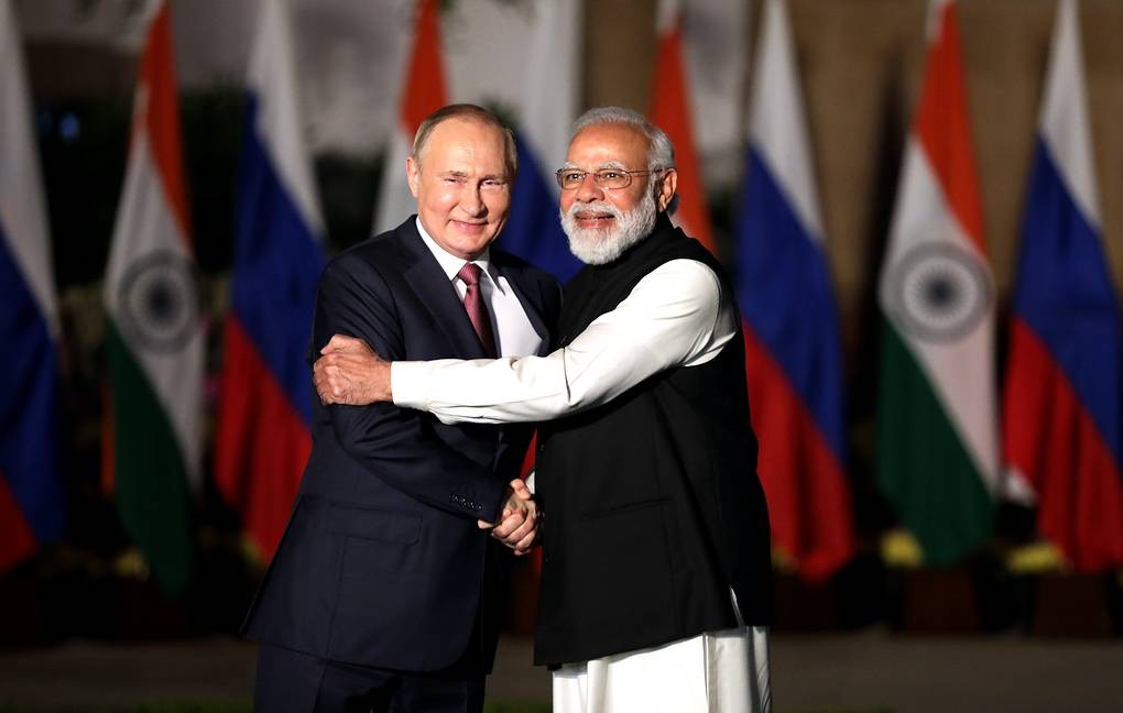 Tổng thống Putin và Thủ tướng Modi trước cuộc hội đàm ở New Delhi ngày 6/12. (Nguồn: TASS) Tổng thống Putin và Thủ tướng Modi trước cuộc hội đàm ở New Delhi ngày 6/12. (Nguồn: TASS)