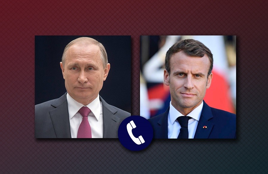 Tổng thống Nga Vladimir Putin và người đồng cấp Pháp Emmanuel Macron điện đàm. (Nguồn: Bộ Ngoại giao Nga)