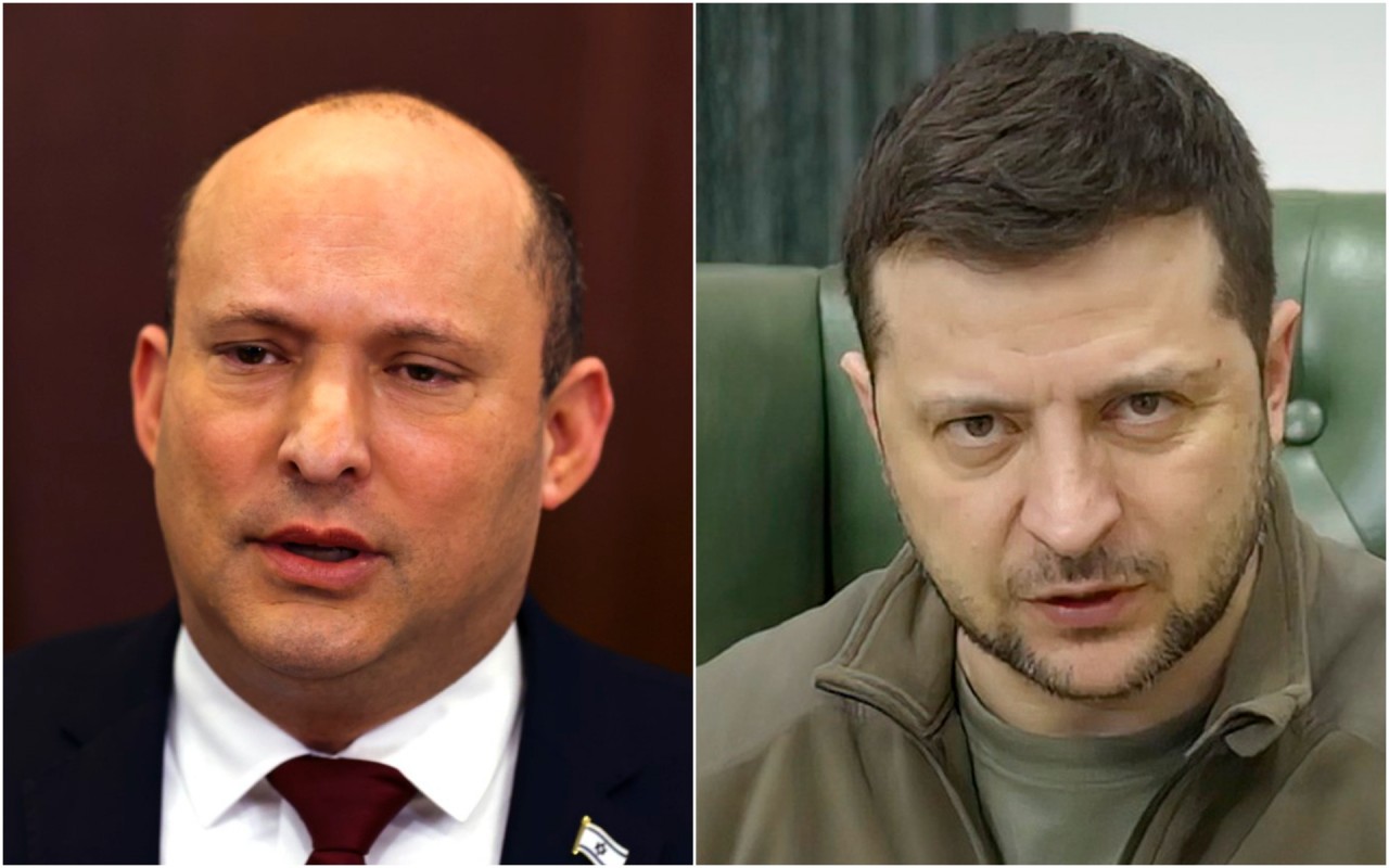 Cuộc điện đàm giữa Thủ tướng Israel Naftali Bennett với Tổng thống Ukraine Volodymyr Zelensky kéo dài 1 tiếng đồng hồ. (Nguồn: AP)