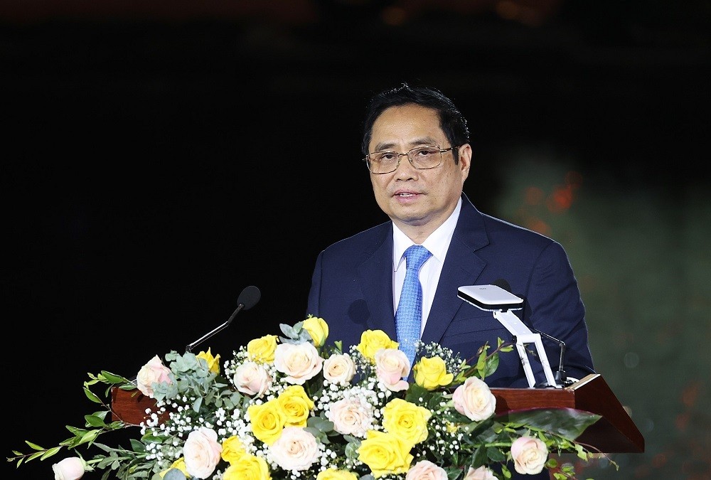 Thủ tướng Phạm Minh Chính phát biểu tại Lễ khai mạc Năm du lịch quốc gia năm 2022. (Nguồn: TTXVN)