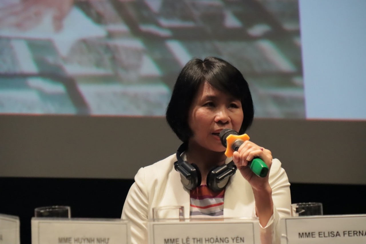 Bà Lê Thị Hoàng Yến phát biểu về kế hoạch hoạch định chính sách để tạo cơ hội phát triển cho các vận động viên nữ trong tương lai.