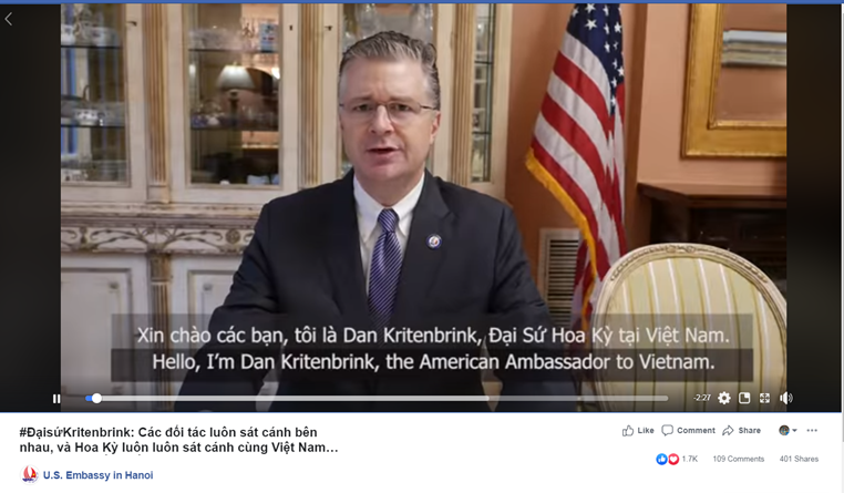 dai su my daniel kritenbrink chinh phu viet nam da rat xuat sac khi duong dau voi dai dich covid 19