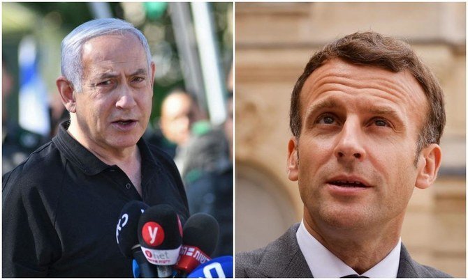 Tổng thống Pháp Emmanuel Macron ngày 14/5 đã điện đàm với Thủ tướng Israel Benjamin Netanyahu về cuộc xung đột leo thang giữa Israel và Palestine, đồng thời kêu gọi vãn hồi hòa bình trong khu vực. (Nguồn: AFP)