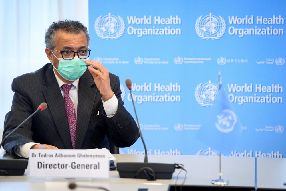 Tổng Giám đốc WHO Tedros Adhanom Ghebreyesus tại Kỳ họp Đại hội đồng Y tế Thế giới lần thứ 74 diễn ra dưới hình thức trực tuyến từ ngày 24/5-1/6. (Nguồn: Reuters) Tổng Giám đốc WHO Tedros Adhanom Ghebreyesus tại Kỳ họp Đại hội đồng Y tế Thế giới lần thứ 74 diễn ra dưới hình thức trực tuyến từ ngày 24/5-1/6. (Nguồn: Reuters)