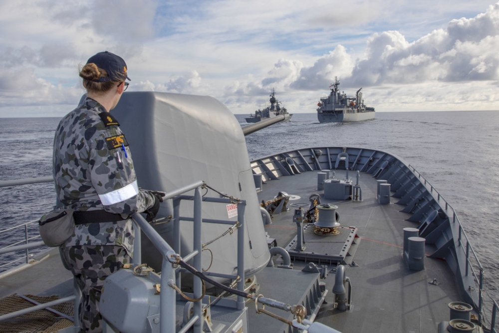 Tàu chiến Australia tham gia tập trận ở Biển Đông năm 2020. (Nguồn: Hải quân Hoàng gia Australia)