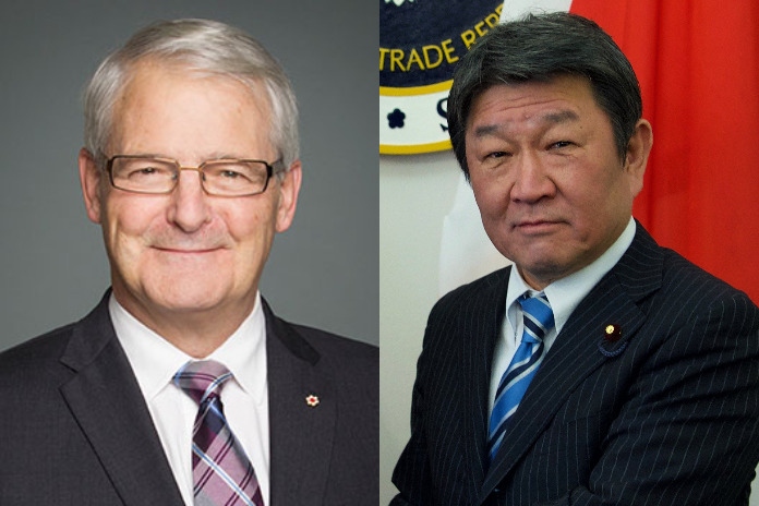 Ngoại trưởng Nhật Bản Motegi Toshimitsu ngày 12/8 đã bày tỏ quan ngại với người đồng cấp Canada Marc Garneau. (Nguồn: CNA) 