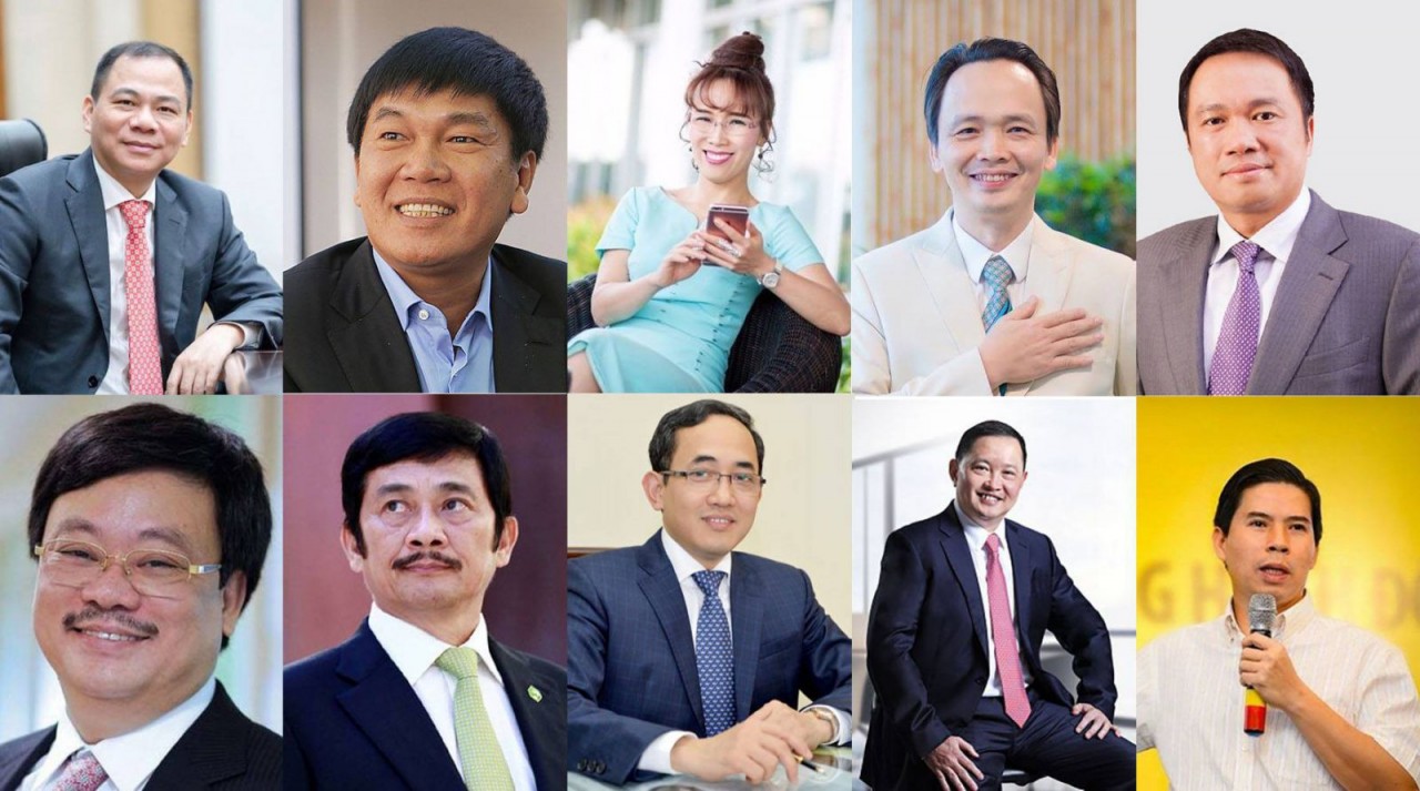 Top 10 doanh nhân dẫn đầu thị trường chứng khoán Việt Nam 2020.