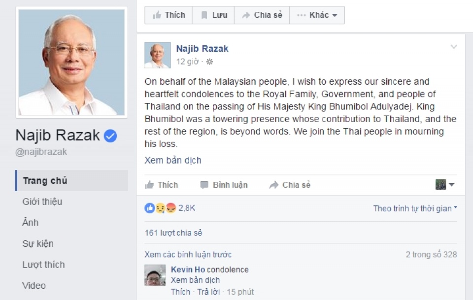 Các nhà lãnh đạo thế giới gửi lời chia buồn tới Thái Lan cac nha lanh dao the gioi gui loi chia buon toi thai lan