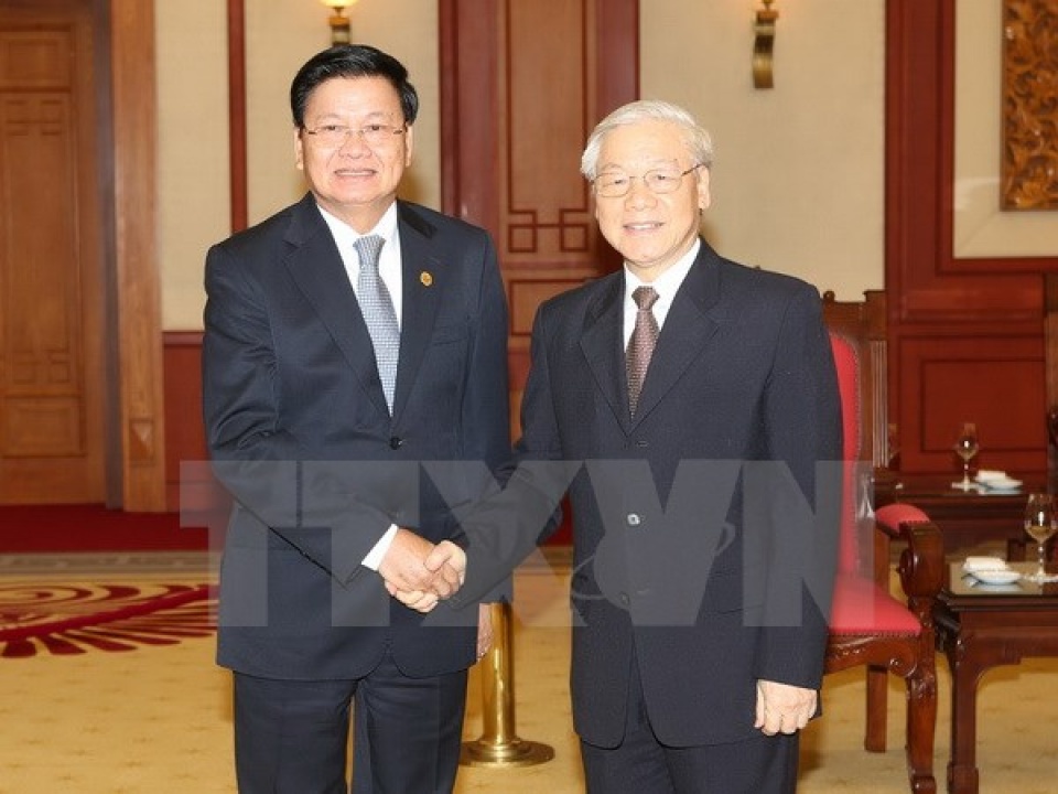 tong bi thu nguyen phu trong tiep thu tuong thongloun sisoulith