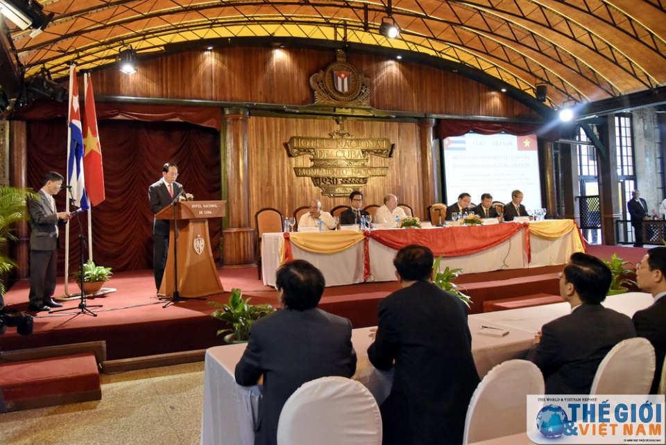 Chủ tịch nước Trần Đại Quang dự Diễn đàn doanh nghiệp Việt Nam - Cuba chu tich nuoc tran dai quang du dien dan doanh nghiep viet nam cuba