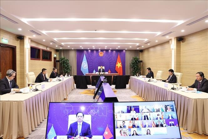 Phiên thảo luận mở Cấp cao của Hội đồng Bảo an Liên hợp quốc trực tuyến về chủ đề tăng cường an ninh biển, tại Hà Nội.