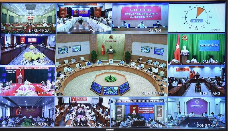 cuộc họp trực tuyến của Ban Chỉ đạo với 20 tỉnh, thành phố trực thuộc Trung ương và 1.060 xã, phường, quận, huyện, thị xã, thị trấn 
