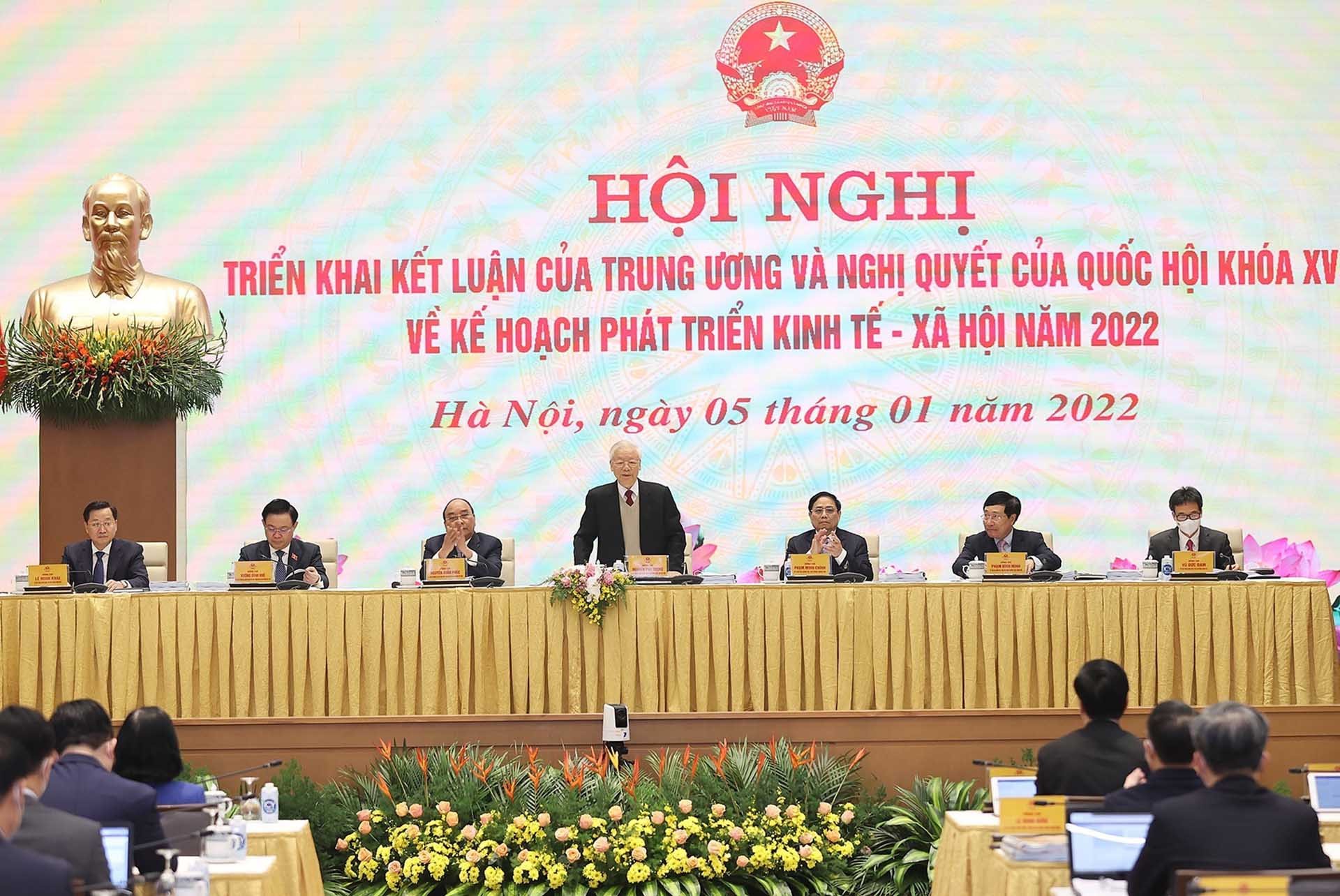 Tổng Bí thư Nguyễn Phú Trọng dự và chỉ đạo Hội nghị. (Nguồn: TTXVN)