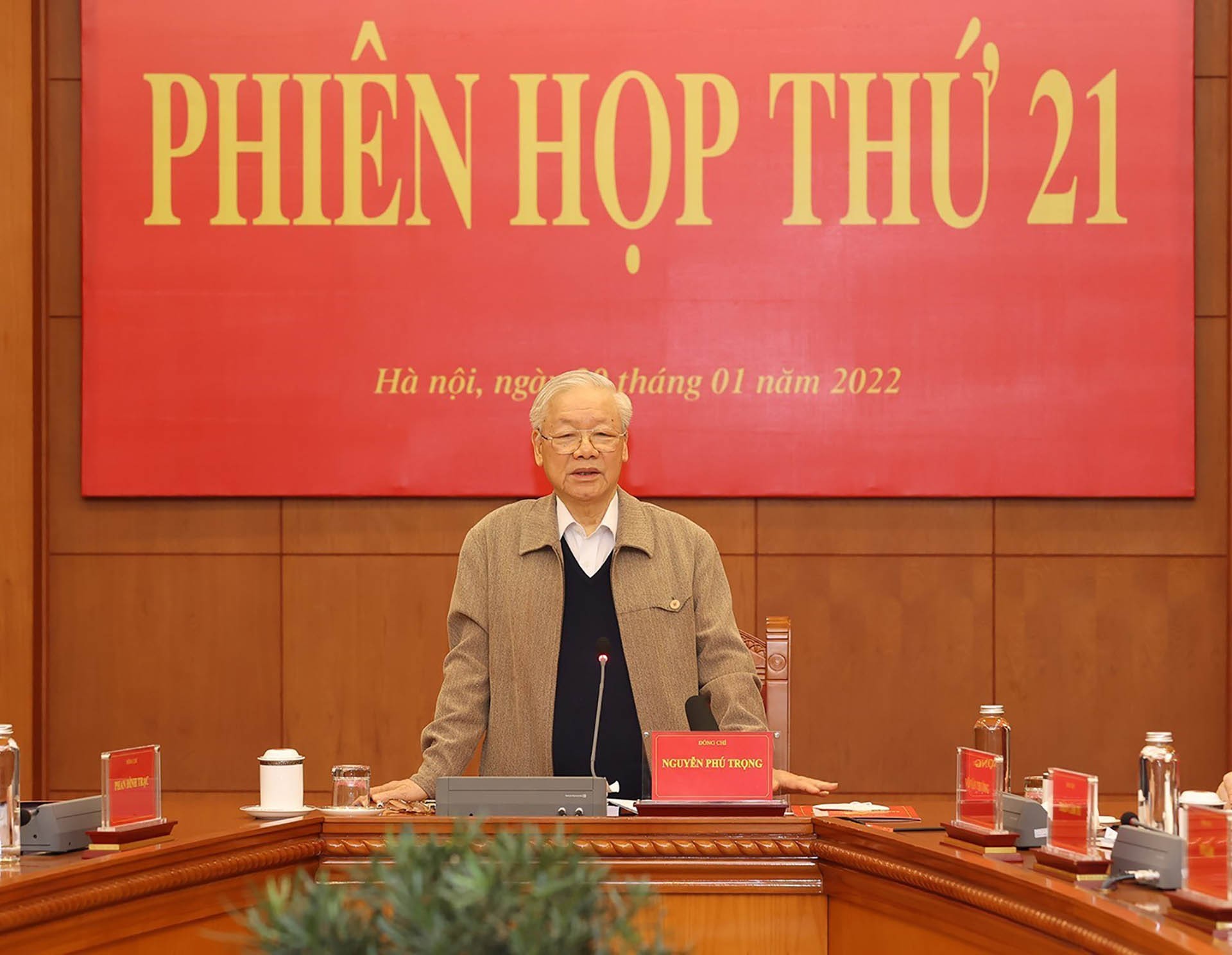 Tổng Bí thư Nguyễn Phú Trọng phát biểu kết luận Phiên họp thứ 21. (Nguồn:  TTXVN)