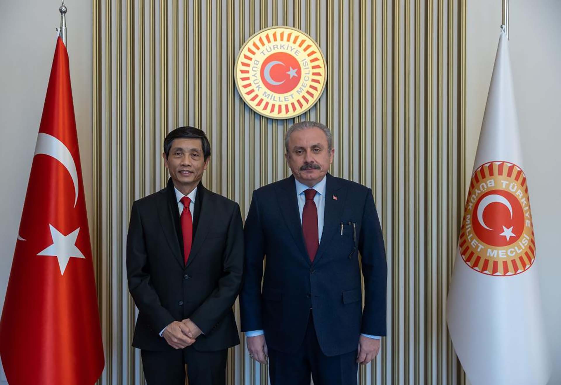 Chủ tịch Quốc hội Mustafa Sentop tiếp Đại sứ Trần Quang Tuyến đến chào