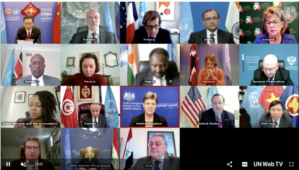 Hội đồng Bảo an Liên hợp quốc (HĐBA LHQ) đã họp trực tuyến mở về tình hình Iraq.
