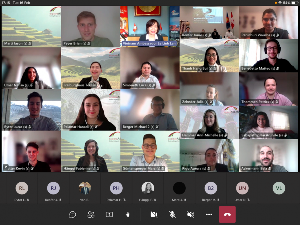 Đại sứ Việt Nam tại Thụy Sỹ, Tiến sĩ Lê Linh Lan đã tham dự với tư cách diễn giả chính tại Hội thảo về Việt Nam trong khuôn khổ Tuần lễ hội thảo trực tuyến trong khuôn khổ  Dự án Khám phá ASEAN (Explore ASEAN). 