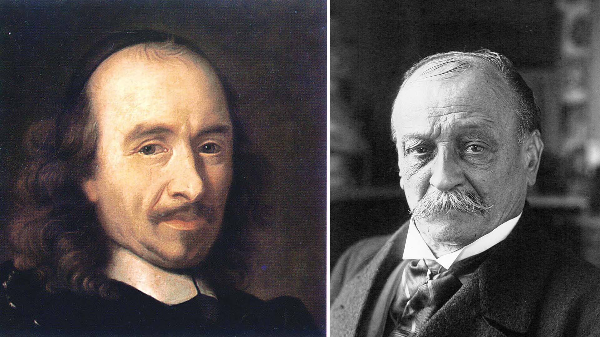 Nhà sáng lập bi kịch cổ điển Pháp Corneille Pierre (trái) và nhà viết kịch vui Courteline Georges.