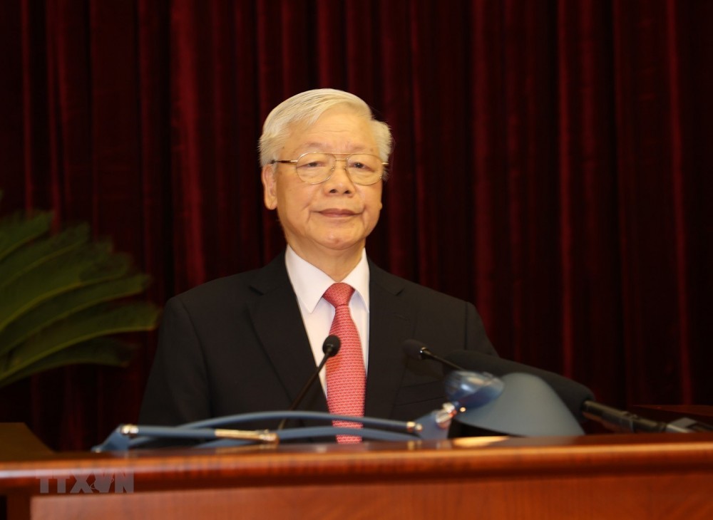 Tổng Bí thư, Chủ tịch nước Nguyễn Phú Trọng phát biểu khai mạc Hội nghị. (Ảnh: Trí Dũng/TTXVN)