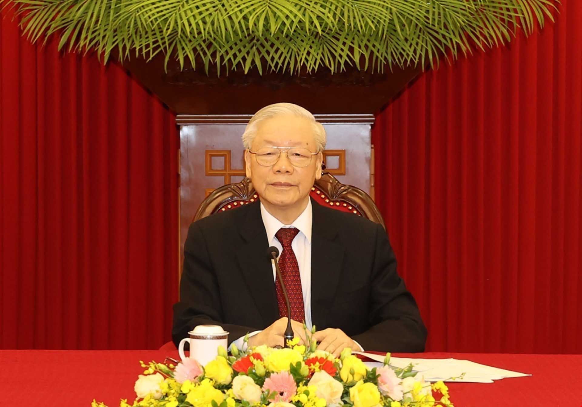 Tổng Bí thư Nguyễn Phú Trọng điện đàm với Thủ tướng Đức Olaf Scholz. (Nguồn: TTXVN)