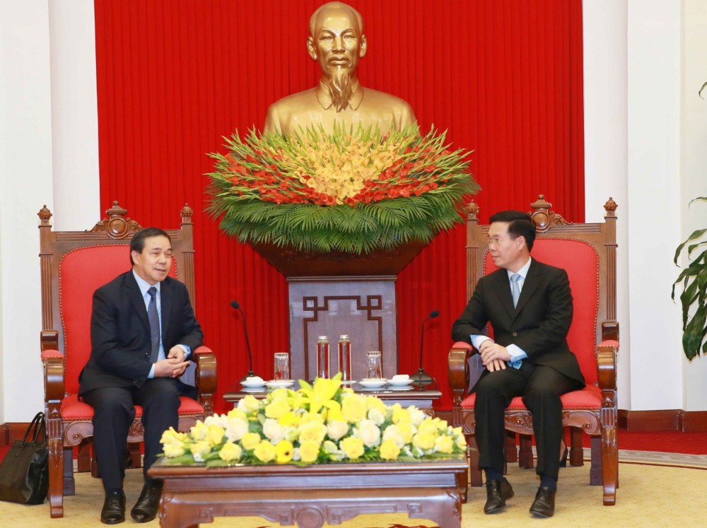 Thường trực Ban Bí thư Võ Văn Thưởng tiếp Đại sứ Lào tại Việt Nam