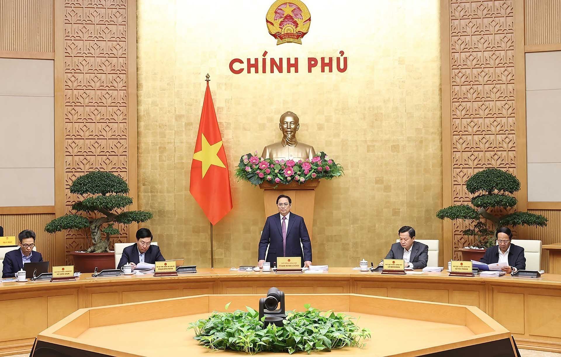 Thủ tướng Phạm Minh Chính chủ trì phiên họp Chính phủ. (Nguồn: TTXVN)