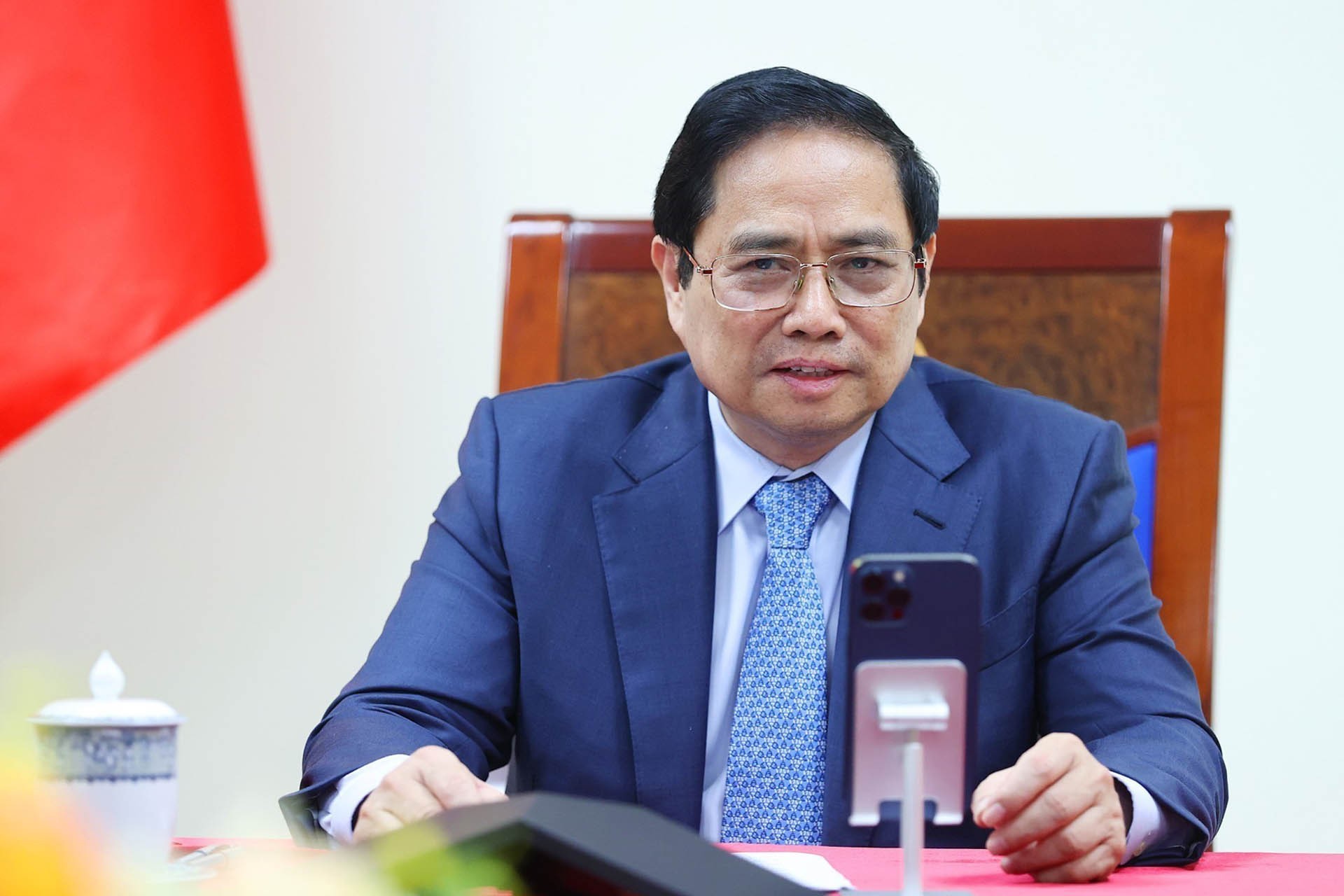 Thủ tướng Phạm Minh Chính điện đàm với Thủ tướng Campuchia Samdech Techo Hun Sen. (Nguồn: TTXVN) Thủ tướng Phạm Minh Chính điện đàm với Thủ tướng Campuchia Samdech Techo Hun Sen. (Nguồn: TTXVN)