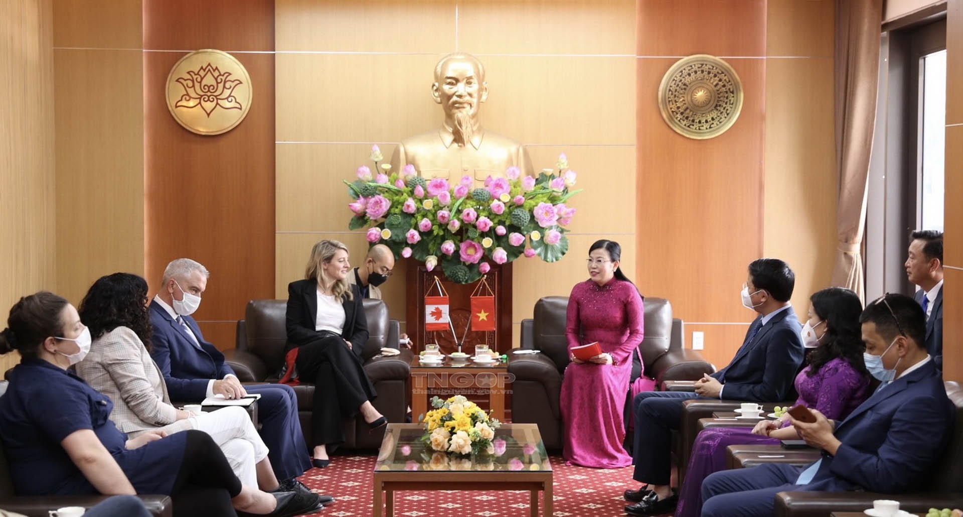 Bí thư Tỉnh ủy Thái Nguyên Nguyễn Thanh Hải tiếp Bộ trưởng Ngoại giao Canada Mélanie Joly. (Nguồn: thainguyen.gov.vn)